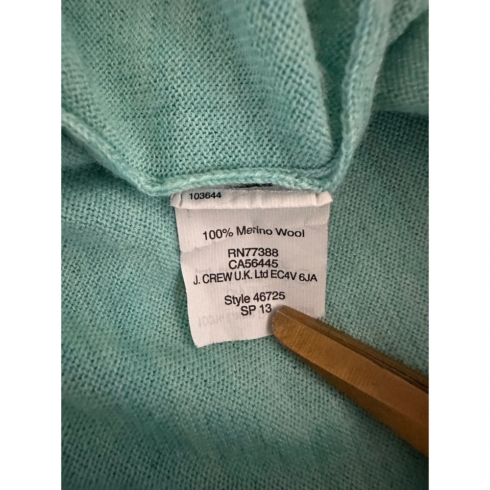 J. Crew Womens Tippi Sweater Small Mint Green 100% Merino Wool Crewneck Coastal